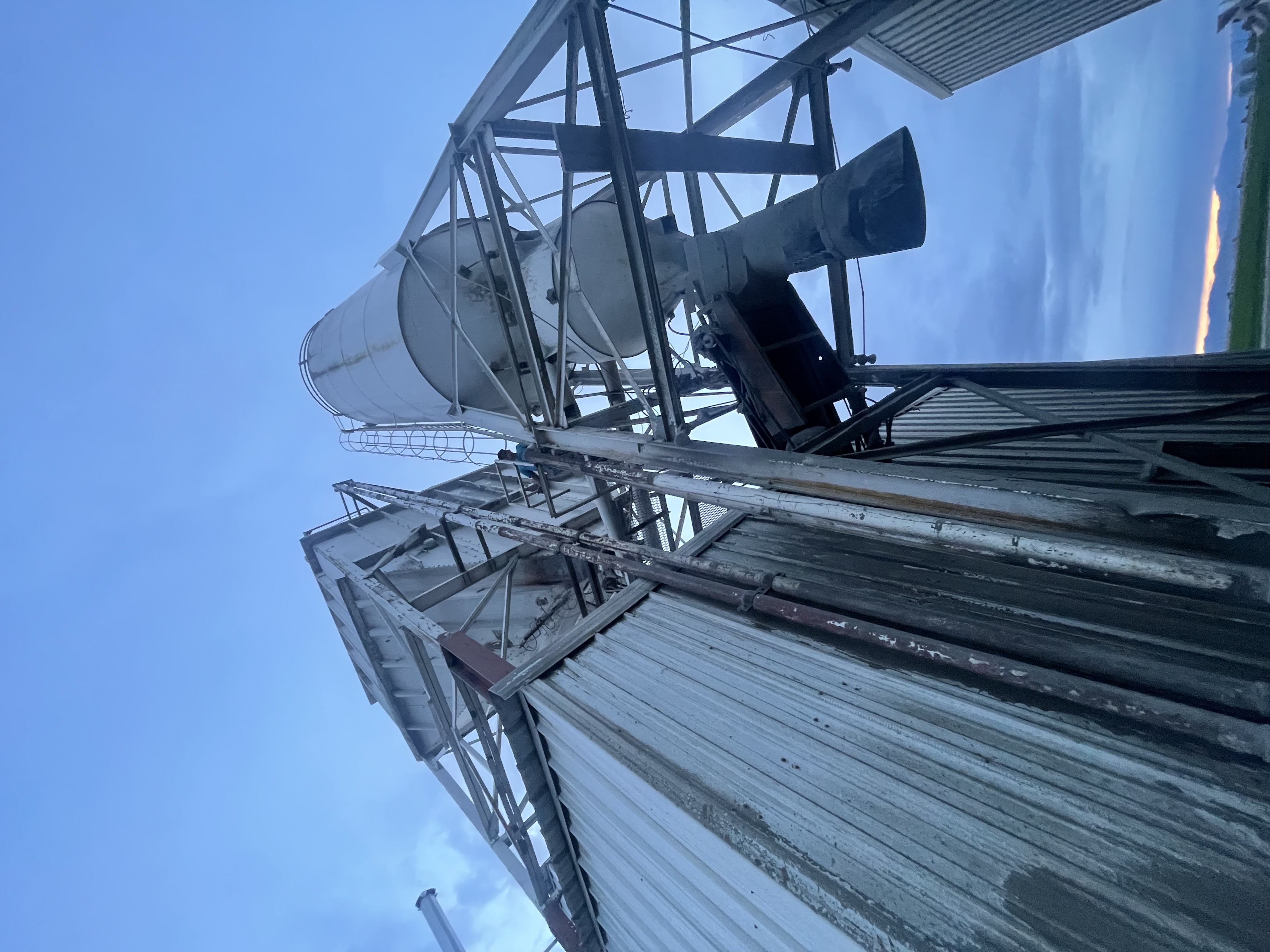 Batch plant silos at dusk